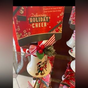 Disney Parks Mickey Minnie Mouse bell Christmas Holiday Cheer Ornament NWT